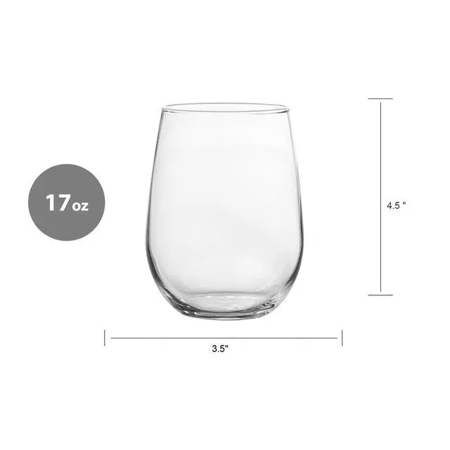 Alt view image 4 of 5 - (4 pack) Mainstays Clear Stemless Wine Glass Set, 17 oz