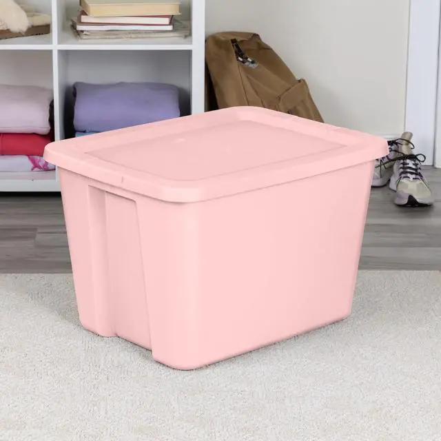 Alt view image 3 of 7 - Sterilite Large Storage Bin, 18 Gallon Plastic Storage Container with Snap-On Lid, Pink