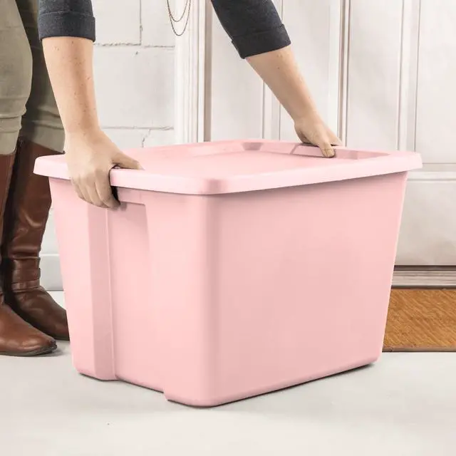 Alt view image 5 of 7 - Sterilite Large Storage Bin, 18 Gallon Plastic Storage Container with Snap-On Lid, Pink