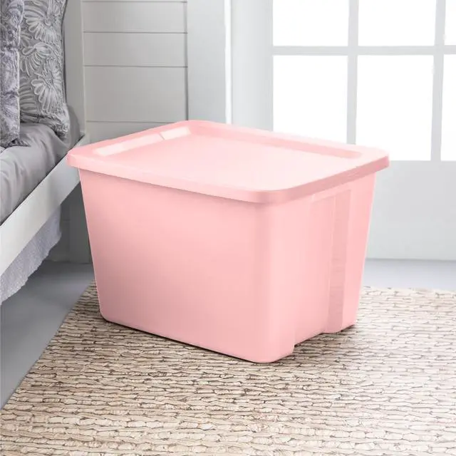 Alt view image 6 of 7 - Sterilite Large Storage Bin, 18 Gallon Plastic Storage Container with Snap-On Lid, Pink