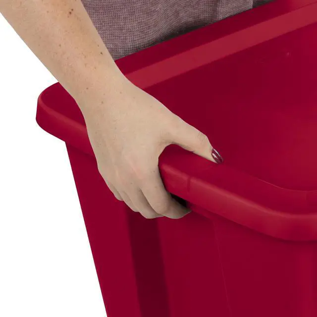 Alt view image 7 of 7 - Sterilite 18 Gallon Tote, Plastic Christmas Storage Bin with Snap-on Lid, Ideal for Holiday Linens, Décor, Keepsakes and More, Red