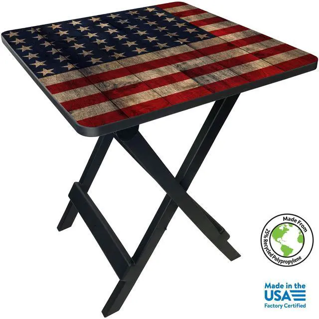 Main image of Ozark Trail 19-inch Plastic Folding Outdoor Camp Side Table, Flag Print