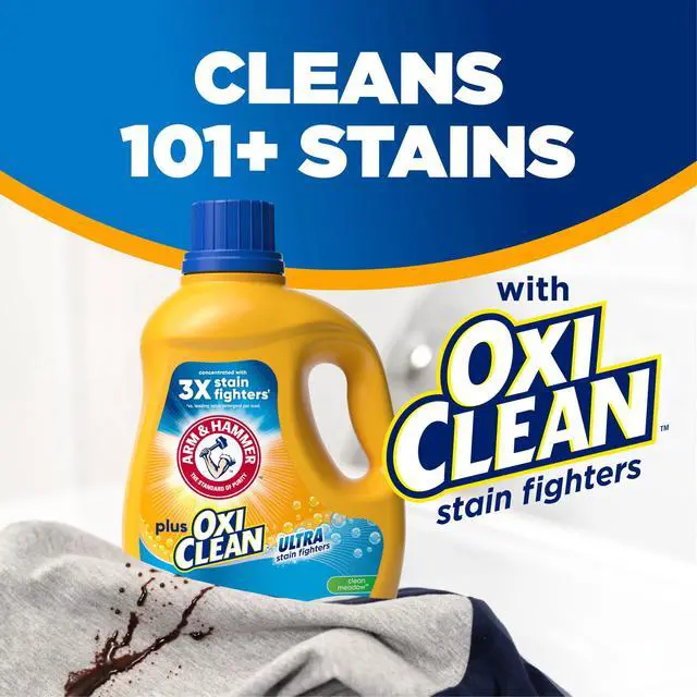 Alt view image 6 of 7 - ARM & HAMMER Plus OxiClean Ultra Stain Fighters Liquid Detergent, Clean Meadow, 96.2 Fl Oz