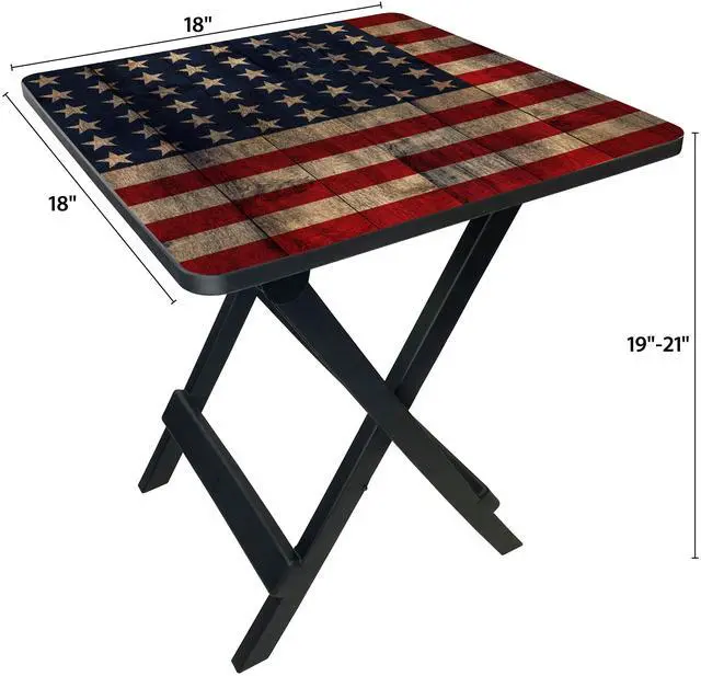 Alt view image 2 of 7 - Ozark Trail 19-inch Plastic Folding Outdoor Camp Side Table, Flag Print