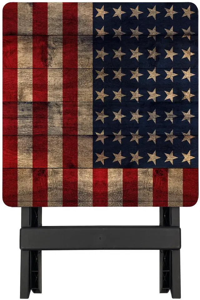 Alt view image 5 of 7 - Ozark Trail 19-inch Plastic Folding Outdoor Camp Side Table, Flag Print