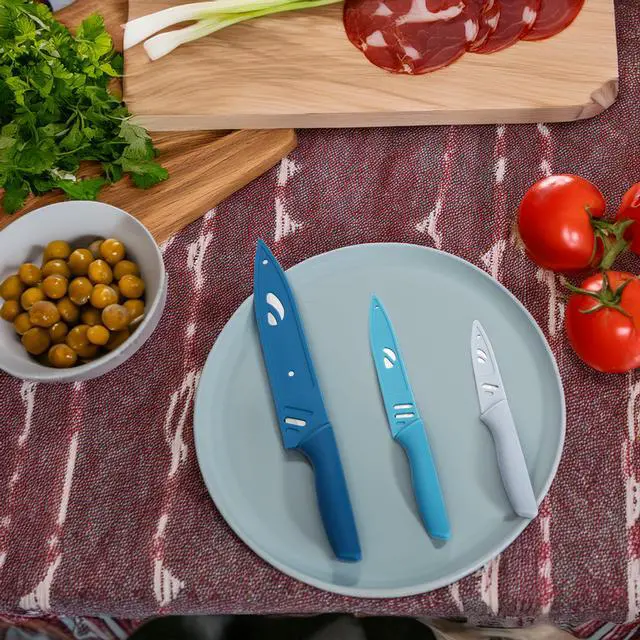 Alt view image 2 of 7 - Mainstays 3-Piece Stainless Steel Color Knife Set