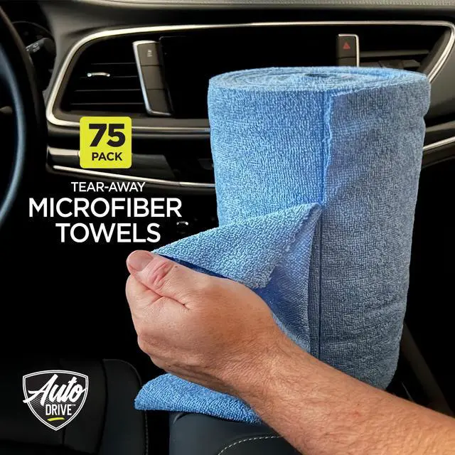 Alt view image 2 of 7 - Auto Drive Tear Away Car Wash Microfiber Towel Roll, Multipurpose 75-Pack
