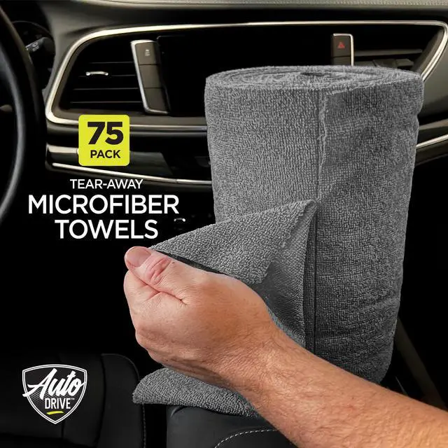 Alt view image 4 of 7 - Auto Drive Tear Away Car Wash Microfiber Towel Roll, Multipurpose 75-Pack