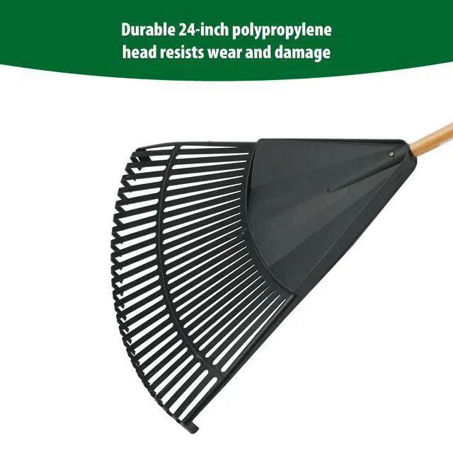 Alt view image 6 of 7 - Expert Gardener, 24-inch Wood and Poly Leaf Rake