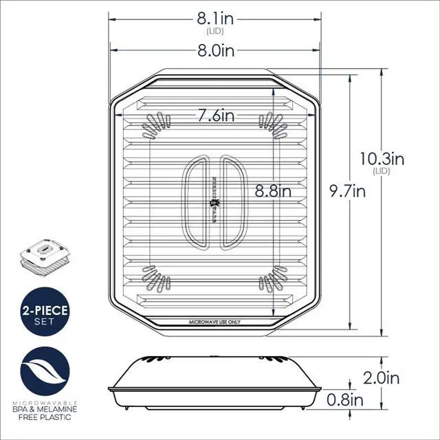 Alt view image 7 of 7 - Nordic Ware Microwave Safe Covered Plastic Bacon Rack with Lid, White, 2 Pieces