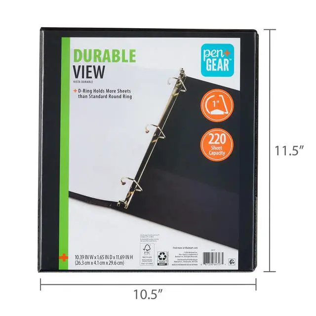 Alt view image 6 of 6 - Pen + Gear 1-Inch Durable Binder D-Ring Black 6 Pack