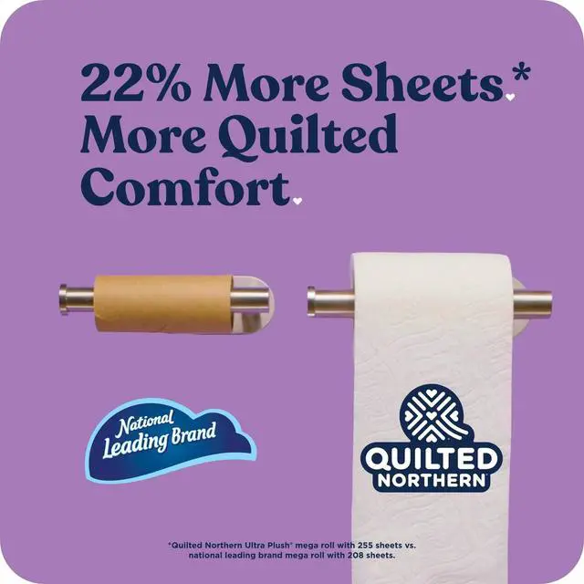 Alt view image 4 of 7 - Quilted Northern Ultra Plush 3-Ply Toilet Paper, 6 Mega Rolls, 255 Sheets Per Roll