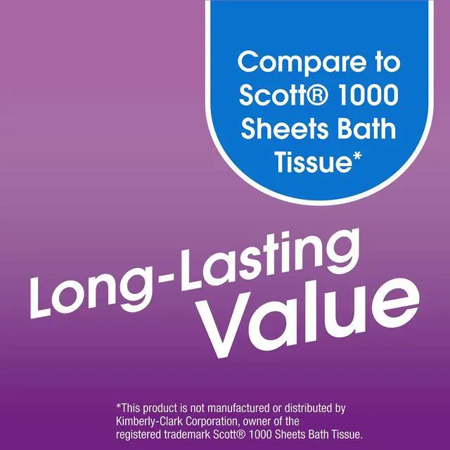 Alt view image 3 of 7 - Great Value Toilet Paper, 1000 Sheets per Roll, 12 Rolls