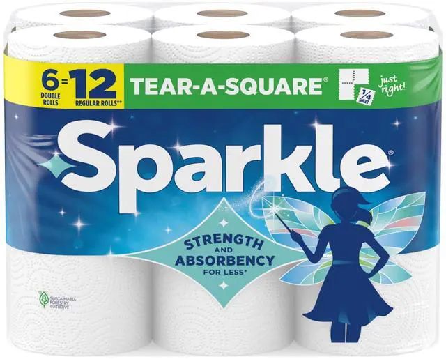 Alt view image 3 of 7 - Sparkle Tear-A-Square Paper Towels, 6 Double Rolls, 110 Sheets per Roll