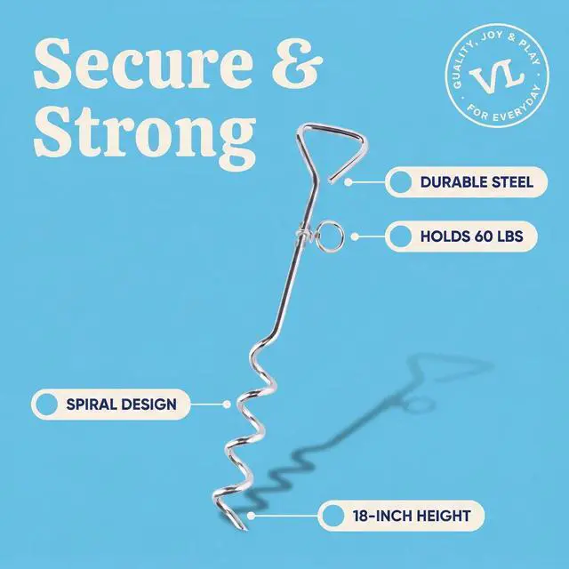 Alt view image 5 of 7 - Vibrant Life Medium Spiral Steel Stake for Dogs, M, 18"