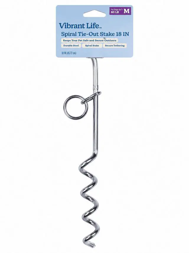 Alt view image 7 of 7 - Vibrant Life Medium Spiral Steel Stake for Dogs, M, 18"