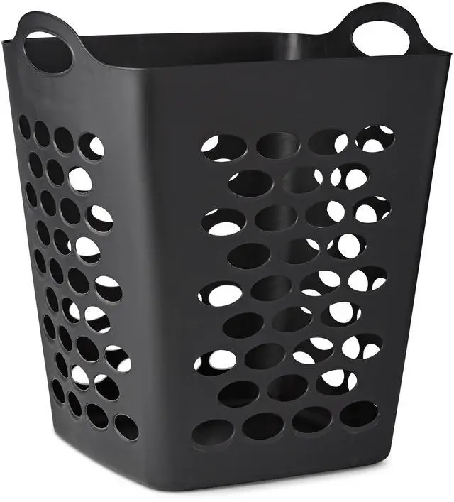 Main image of Mainstays Flexible Square Laundry Hamper, Black Plastic