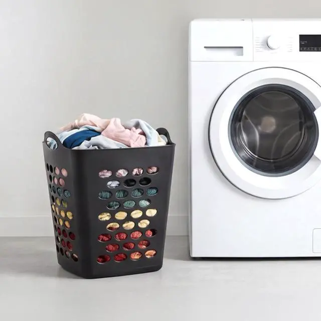 Alt view image 6 of 7 - Mainstays Flexible Square Laundry Hamper, Black Plastic