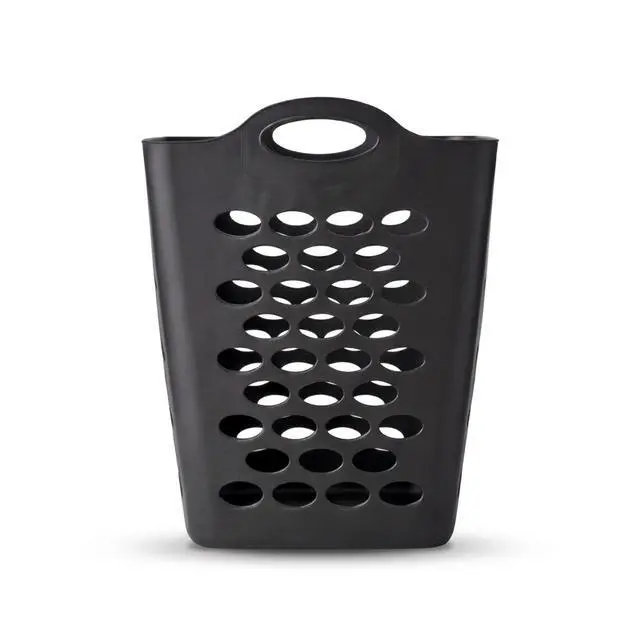 Alt view image 7 of 7 - Mainstays Flexible Square Laundry Hamper, Black Plastic
