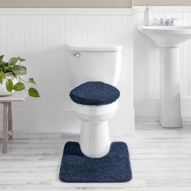 Alt view image 6 of 6 - Mainstays Basic Polyester Toilet Lid Cover, Navy, 19" x 22"