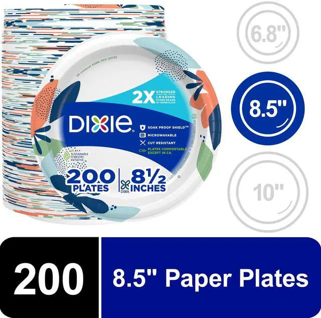 Main image of Dixie Disposable Paper Plates, 8.5", Multi-Color, 200 Count