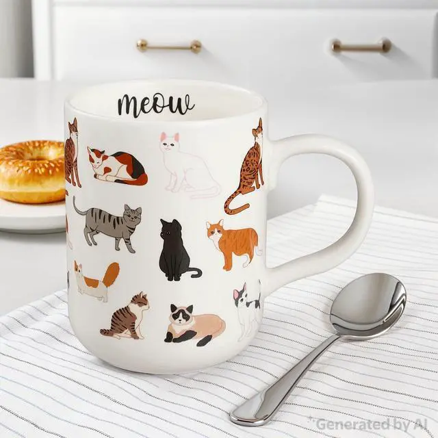 Alt view image 2 of 7 - Mainstays 16.06 oz White Stoneware Cat Mug