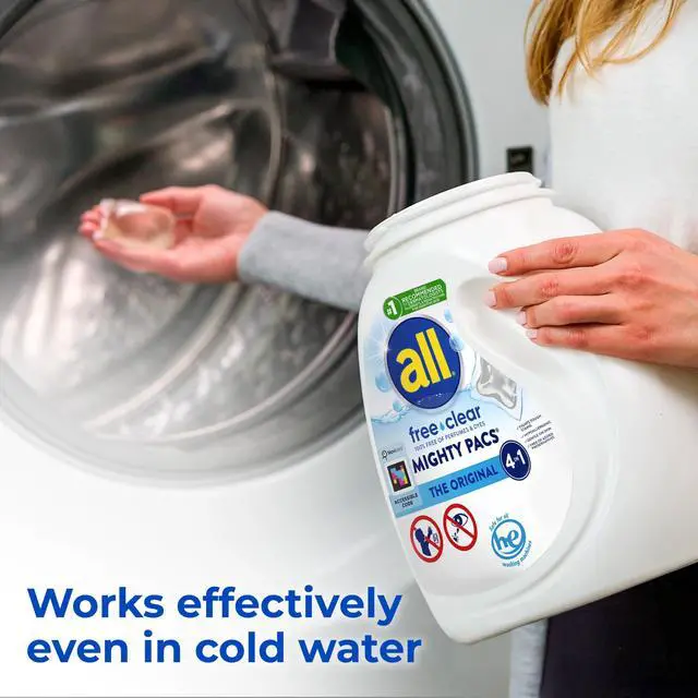 Alt view image 4 of 7 - all Unit Dose Laundry Detergent, Mighty Pacs, Free Clear, 19 Count