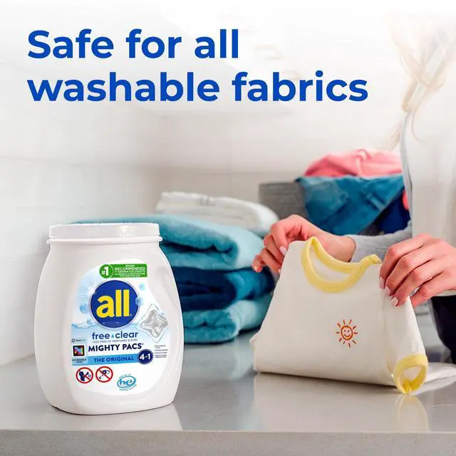 Alt view image 7 of 7 - all Unit Dose Laundry Detergent, Mighty Pacs, Free Clear, 19 Count