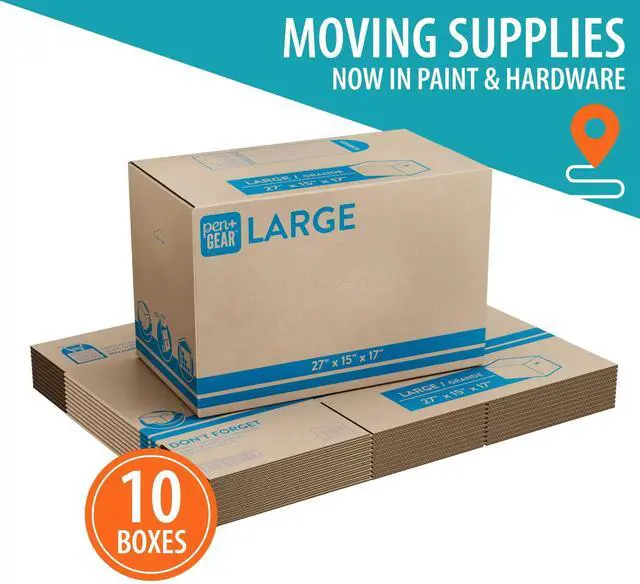 Main image of (10 pack) Pen+Gear Large Moving Boxes, 27L x 15W x 17H, Kraft