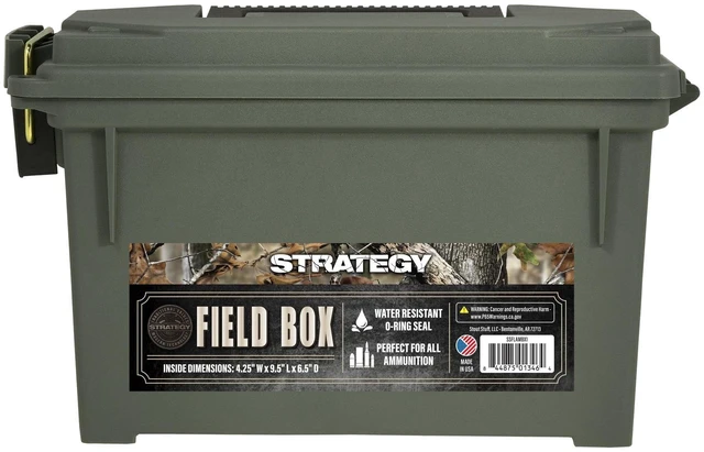 Alt view image 3 of 7 - (2 pack) Strategy Field Ammo Box 11.6" x 5.2" x 7.2" Plastic OD Green