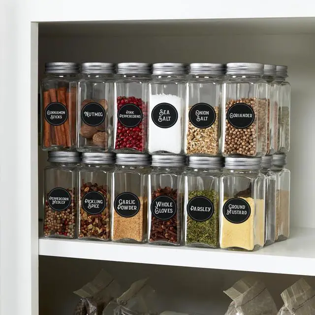 Alt view image 3 of 5 - Kamenstein 24 Piece Empty 4 oz. Glass Jars Kitchen Spice Set Organizer and Jar Filling Kit