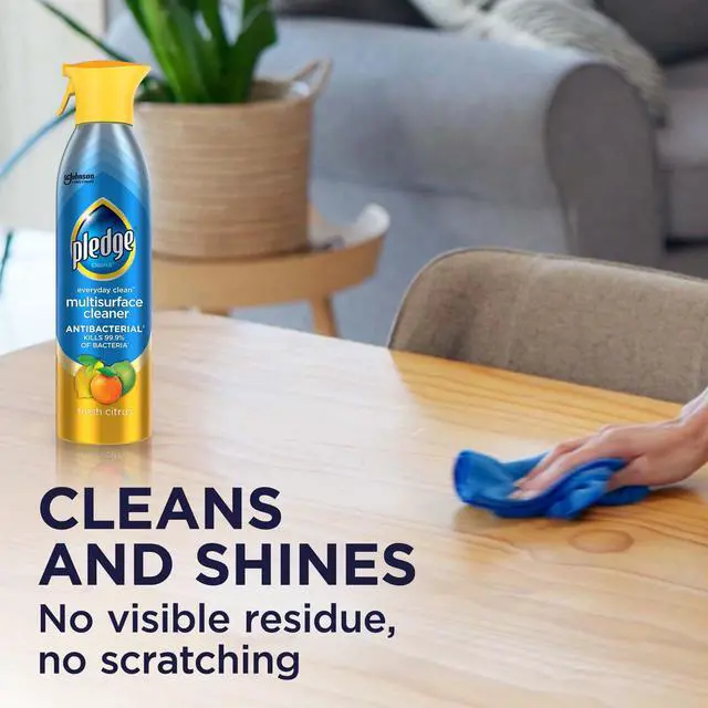 Alt view image 2 of 6 - Pledge® Everyday Cleaner Multi Surface Antibacterial Cleaner, Aerosol, Fresh Citrus, 9.7 oz