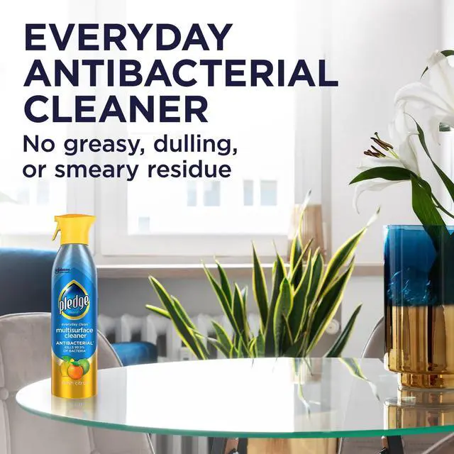 Alt view image 4 of 6 - Pledge® Everyday Cleaner Multi Surface Antibacterial Cleaner, Aerosol, Fresh Citrus, 9.7 oz