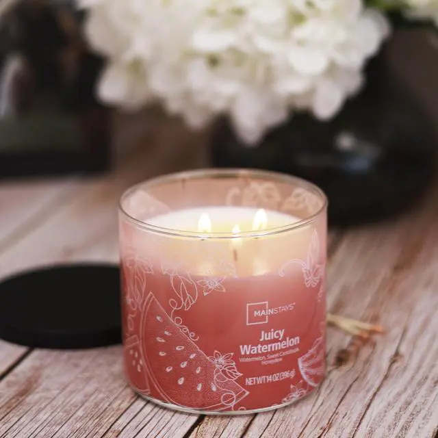 Alt view image 5 of 6 - Mainstays 3-Wick Ombre Wrap Juicy Watermelon Candle, 14 oz