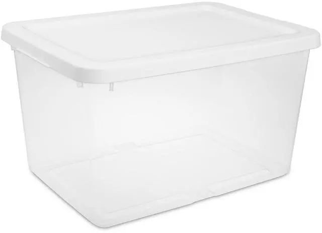 Main image of Sterilite 20 Quart Small Storage Bin, Clear Plastic Storage Container with Snap-On Lid, White