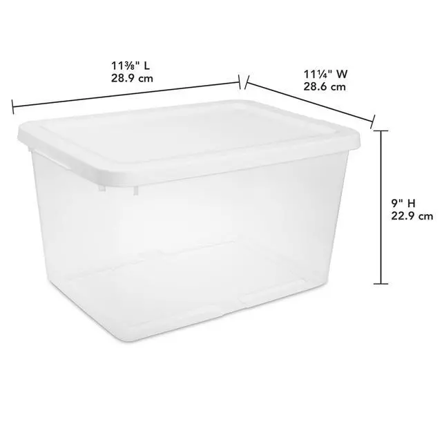 Alt view image 5 of 7 - Sterilite 20 Quart Small Storage Bin, Clear Plastic Storage Container with Snap-On Lid, White