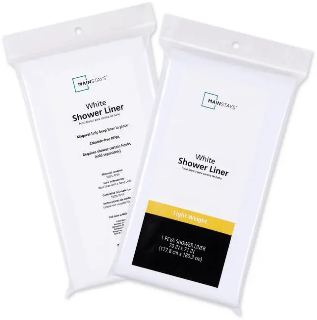 Main image of Mainstays Light Weight PEVA Shower Curtain Liner, 70 in x 71 in, White
