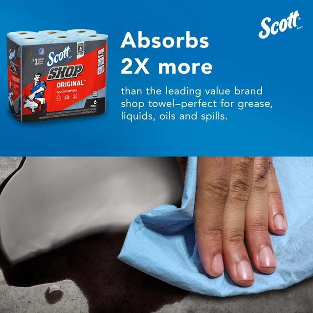 Alt view image 6 of 7 - Scott Shop Towels, 6 Rolls, 55 Sheets Per Roll