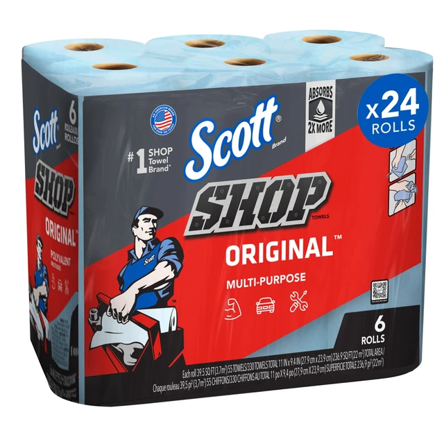 Alt view image 3 of 7 - Scott Shop Towels, 6 Rolls, 55 Sheets Per Roll