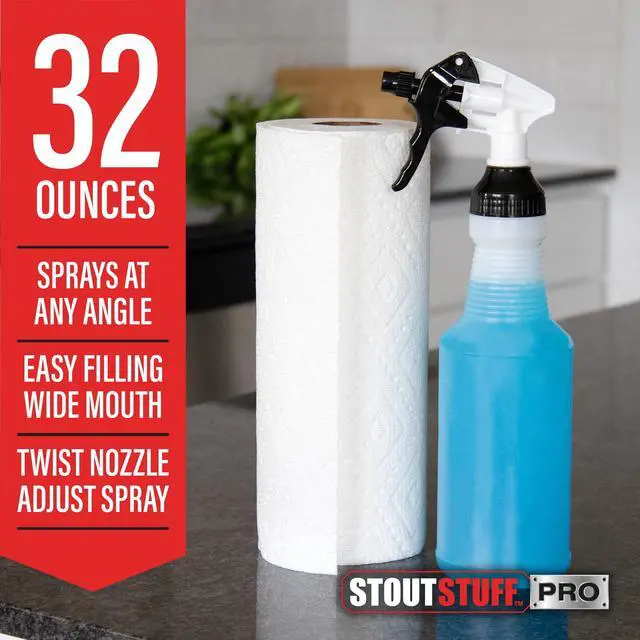 Alt view image 3 of 7 - (3 pack) Stout Stuff Plastic Wide Mouth Empty Spray Bottle, Holds 32oz