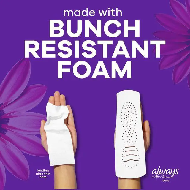 Alt view image 3 of 7 - Always Radiant with FlexFoam Pads, Size 4, Overnight, Wings, 10 Count