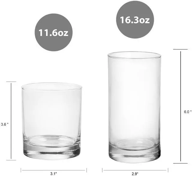 Alt view image 3 of 5 - Mainstays Cooler Tennyson Glass Drinkware Set, Clear, 12 Pieces