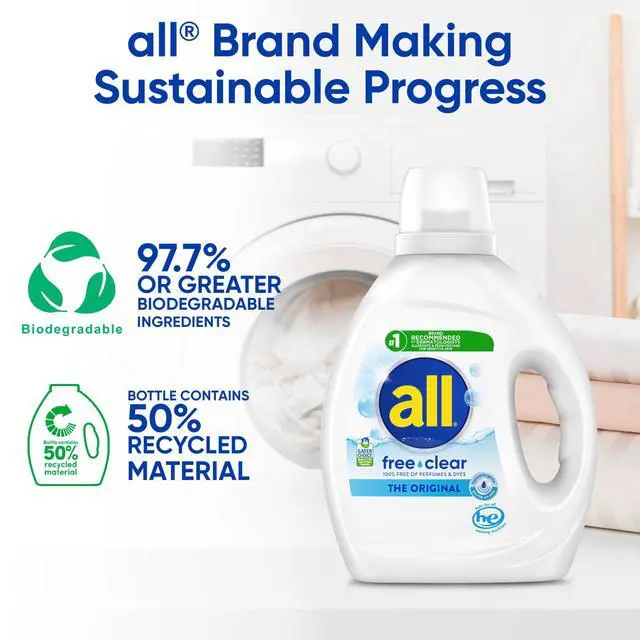 Alt view image 4 of 7 - all Free Clear Liquid Laundry Detergent, 73 oz, 58 Loads
