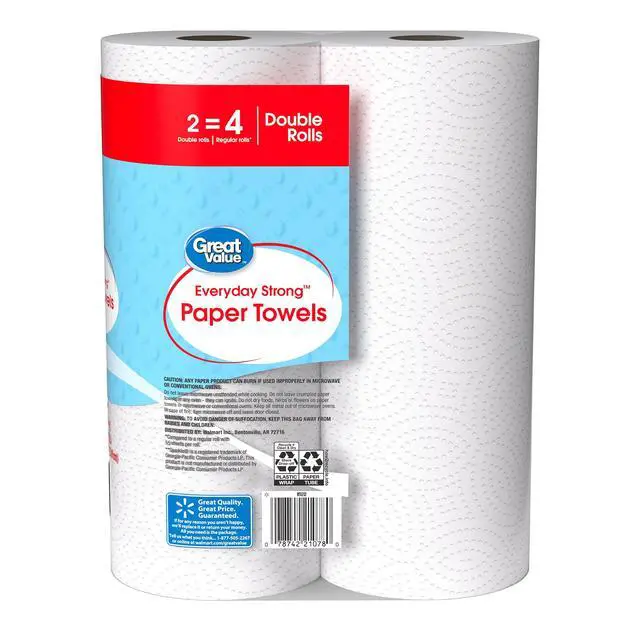 Alt view image 2 of 7 - Great Value Everyday Strong Paper Towels, 2 Double Rolls