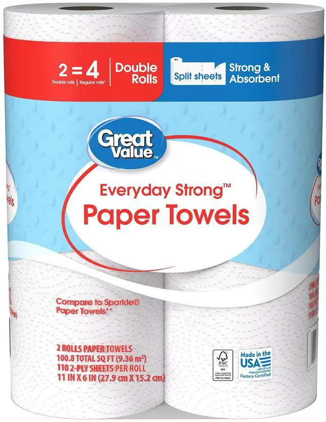 Alt view image 6 of 7 - Great Value Everyday Strong Paper Towels, 2 Double Rolls