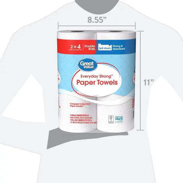 Alt view image 7 of 7 - Great Value Everyday Strong Paper Towels, 2 Double Rolls