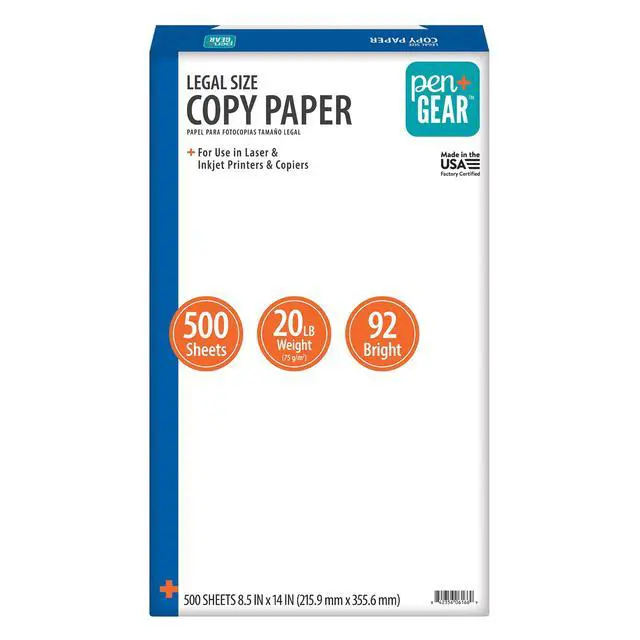Alt view image 5 of 6 - Pen+Gear Copy Paper, 8.5" x 14", 92 Bright, White, 20 lb., 1 Ream (500 Sheets)