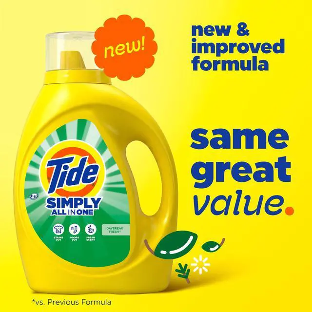 Alt view image 7 of 7 - Tide Simply Liquid Laundry Detergent, Daybreak Fresh Scent, 85 Loads, 107 fl oz, All-In-One Detergent