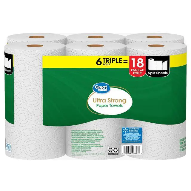 Alt view image 3 of 7 - Great Value Ultra Strong Paper Towels, 6 Triple Rolls