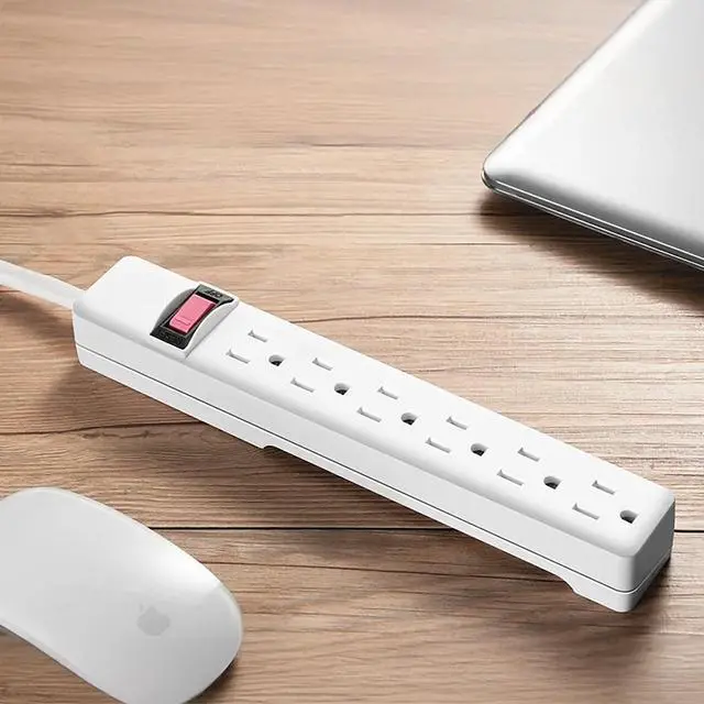 Alt view image 2 of 6 - Hyper Tough 6-Outlet Indoor Power Strip with 2.5 ft Extension Cord, ETL Certified, White